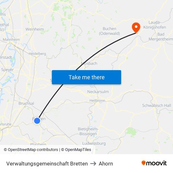 Verwaltungsgemeinschaft Bretten to Ahorn map