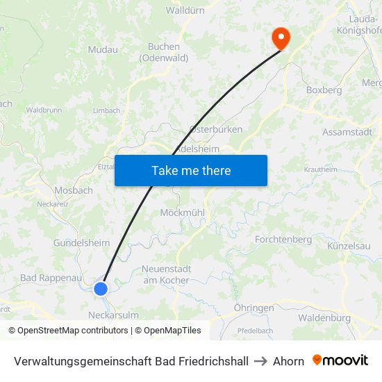 Verwaltungsgemeinschaft Bad Friedrichshall to Ahorn map
