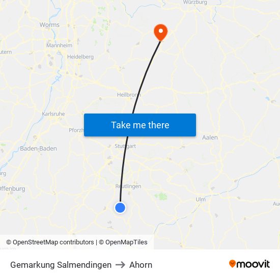 Gemarkung Salmendingen to Ahorn map