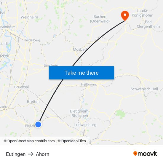 Eutingen to Ahorn map