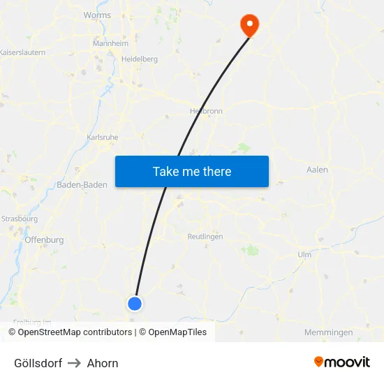 Göllsdorf to Ahorn map