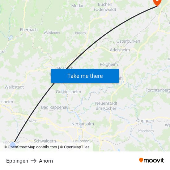 Eppingen to Ahorn map