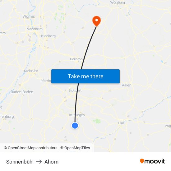 Sonnenbühl to Ahorn map