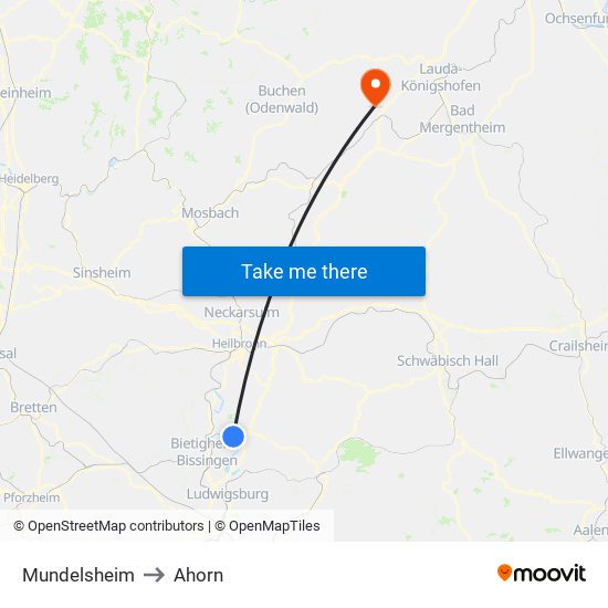 Mundelsheim to Ahorn map