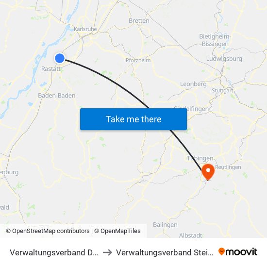 Verwaltungsverband Durmersheim to Verwaltungsverband Steinlach-Wiesaz map