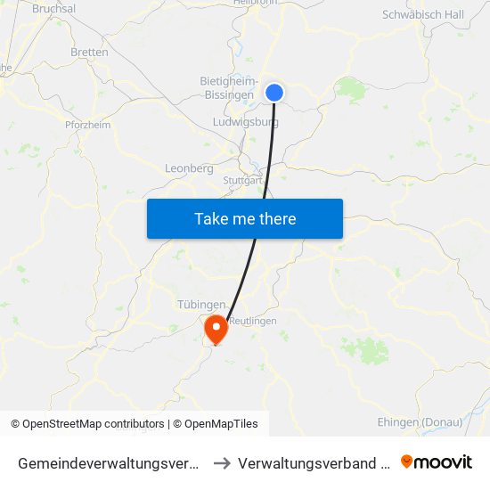 Gemeindeverwaltungsverband Steinheim-Murr to Verwaltungsverband Steinlach-Wiesaz map