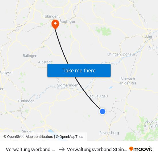 Verwaltungsverband Altshausen to Verwaltungsverband Steinlach-Wiesaz map