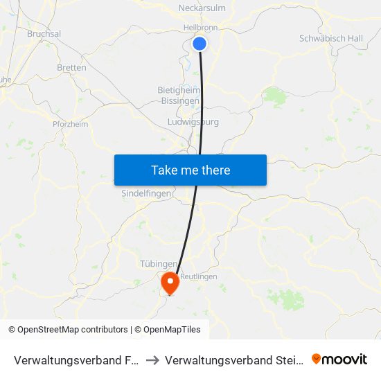 Verwaltungsverband Flein-Talheim to Verwaltungsverband Steinlach-Wiesaz map