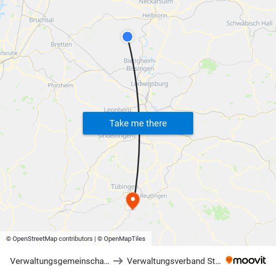 Verwaltungsgemeinschaft Brackenheim to Verwaltungsverband Steinlach-Wiesaz map