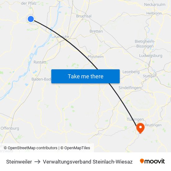 Steinweiler to Verwaltungsverband Steinlach-Wiesaz map