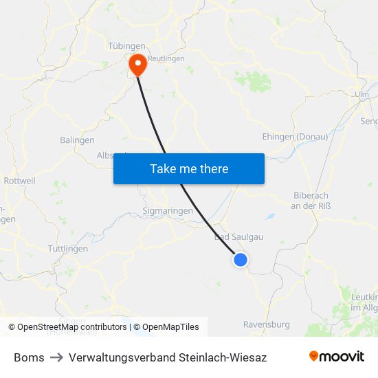 Boms to Verwaltungsverband Steinlach-Wiesaz map