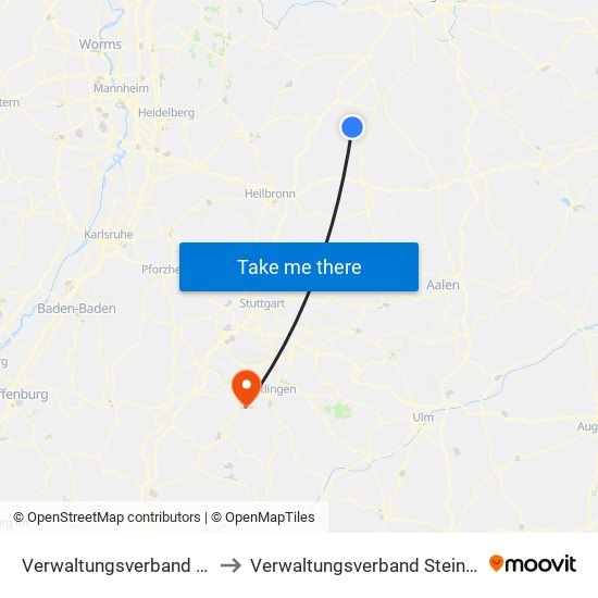 Verwaltungsverband Krautheim to Verwaltungsverband Steinlach-Wiesaz map