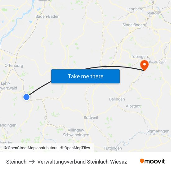 Steinach to Verwaltungsverband Steinlach-Wiesaz map