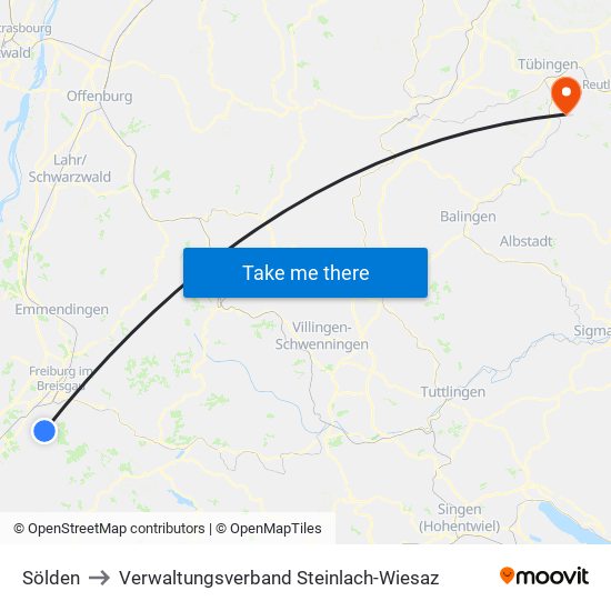 Sölden to Verwaltungsverband Steinlach-Wiesaz map