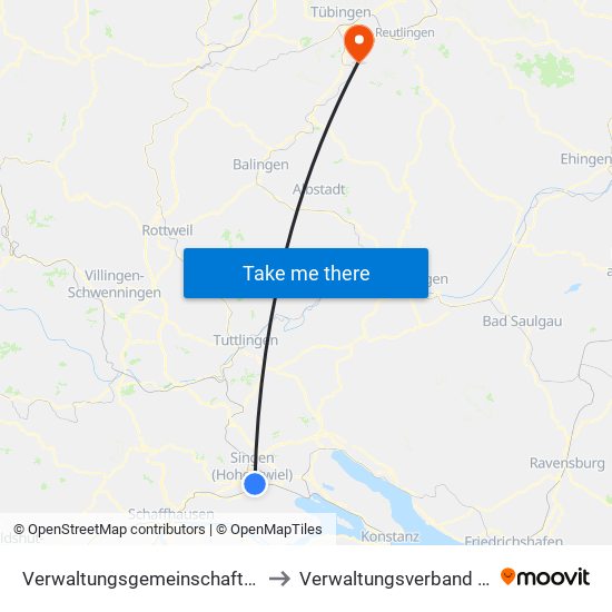 Verwaltungsgemeinschaft Singen (Hohentwiel) to Verwaltungsverband Steinlach-Wiesaz map