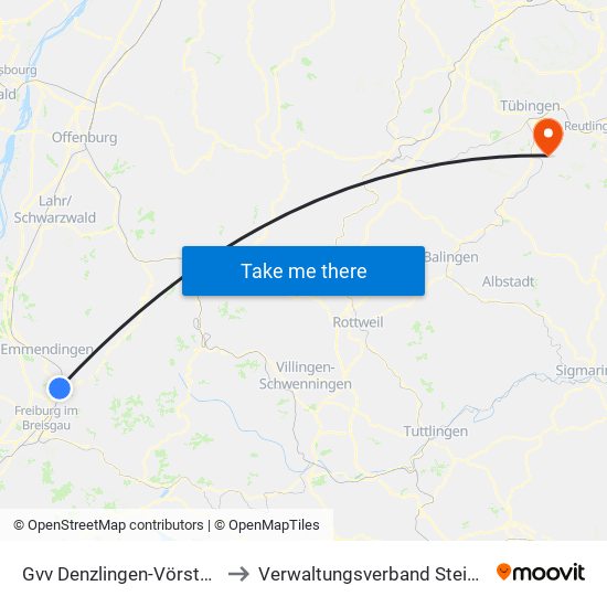 Gvv Denzlingen-Vörstetten-Reute to Verwaltungsverband Steinlach-Wiesaz map