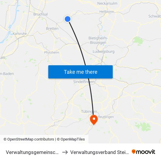 Verwaltungsgemeinschaft Sulzfeld to Verwaltungsverband Steinlach-Wiesaz map