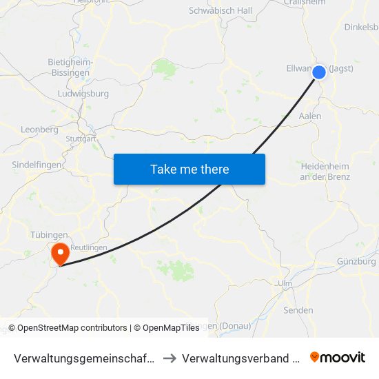 Verwaltungsgemeinschaft Ellwangen (Jagst) to Verwaltungsverband Steinlach-Wiesaz map
