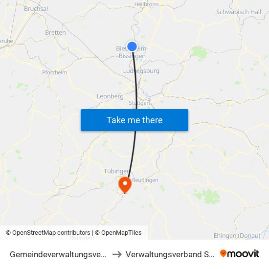 Gemeindeverwaltungsverband Besigheim to Verwaltungsverband Steinlach-Wiesaz map