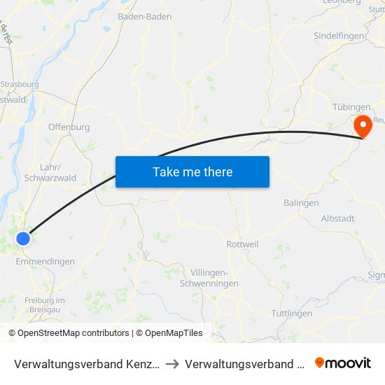 Verwaltungsverband Kenzingen-Herbolzheim to Verwaltungsverband Steinlach-Wiesaz map