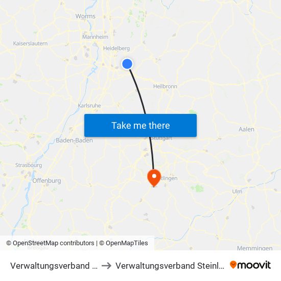 Verwaltungsverband Elsenztal to Verwaltungsverband Steinlach-Wiesaz map