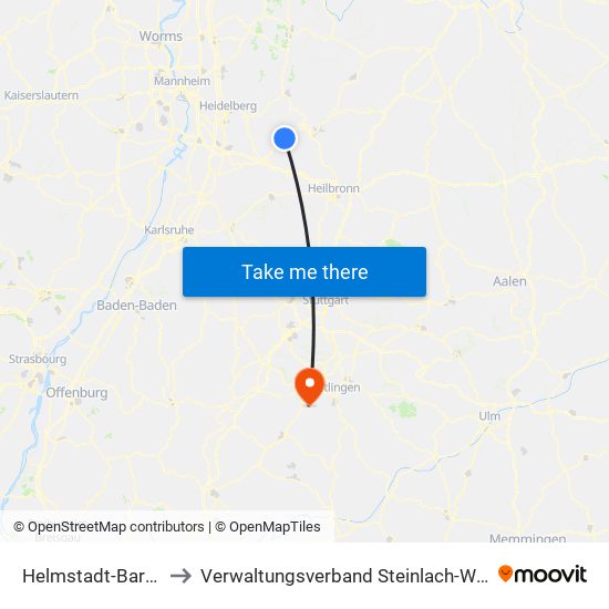 Helmstadt-Bargen to Verwaltungsverband Steinlach-Wiesaz map