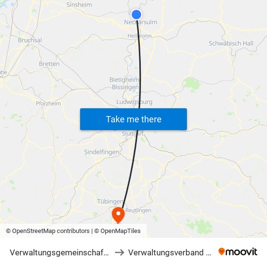 Verwaltungsgemeinschaft Bad Friedrichshall to Verwaltungsverband Steinlach-Wiesaz map