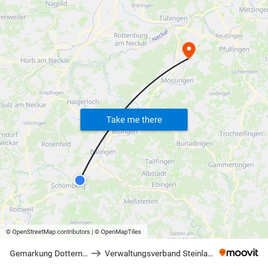 Gemarkung Dotternhausen to Verwaltungsverband Steinlach-Wiesaz map