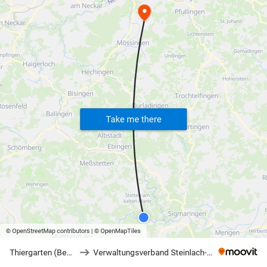 Thiergarten (Beuron) to Verwaltungsverband Steinlach-Wiesaz map