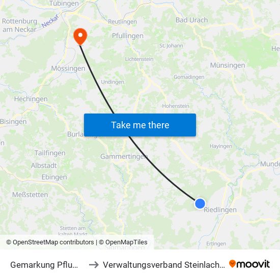 Gemarkung Pflummern to Verwaltungsverband Steinlach-Wiesaz map