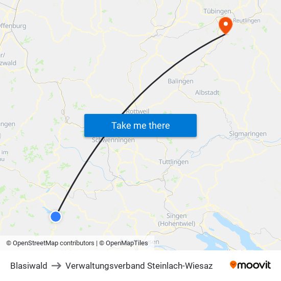 Blasiwald to Verwaltungsverband Steinlach-Wiesaz map