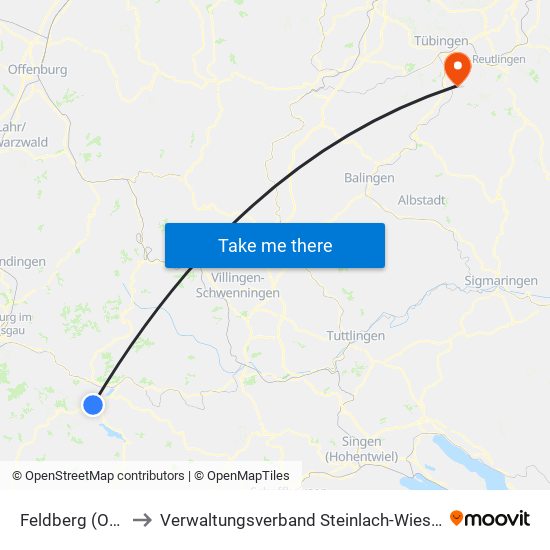 Feldberg (Ort) to Verwaltungsverband Steinlach-Wiesaz map