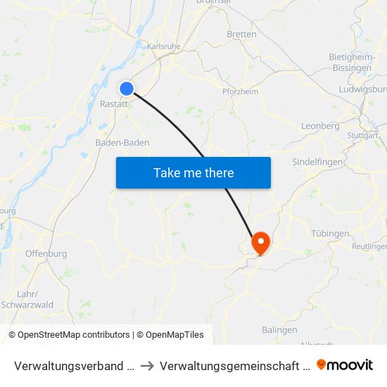 Verwaltungsverband Durmersheim to Verwaltungsgemeinschaft Horb am Neckar map