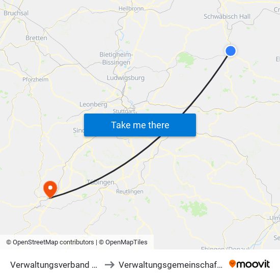 Verwaltungsverband Limpurger Land to Verwaltungsgemeinschaft Horb am Neckar map