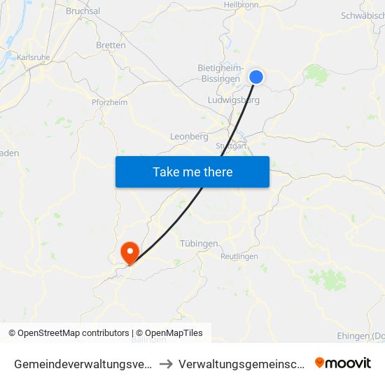 Gemeindeverwaltungsverband Steinheim-Murr to Verwaltungsgemeinschaft Horb am Neckar map