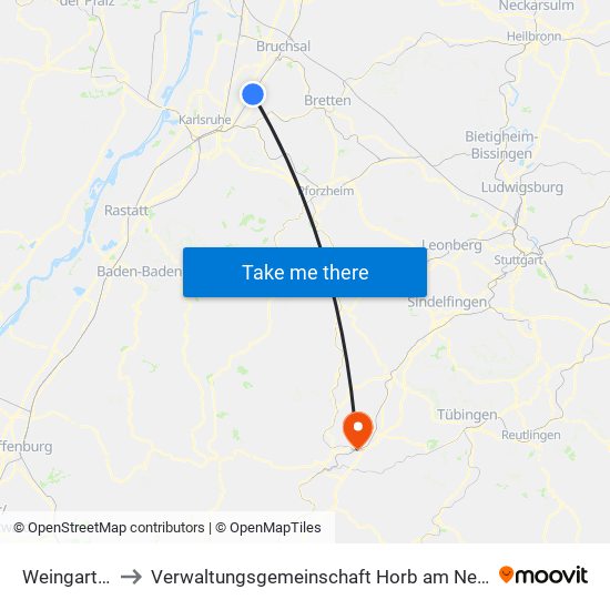 Weingarten to Verwaltungsgemeinschaft Horb am Neckar map