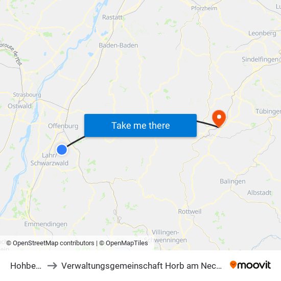 Hohberg to Verwaltungsgemeinschaft Horb am Neckar map