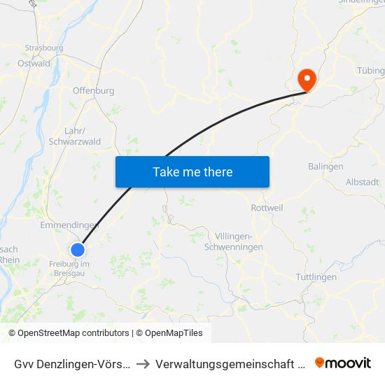 Gvv Denzlingen-Vörstetten-Reute to Verwaltungsgemeinschaft Horb am Neckar map