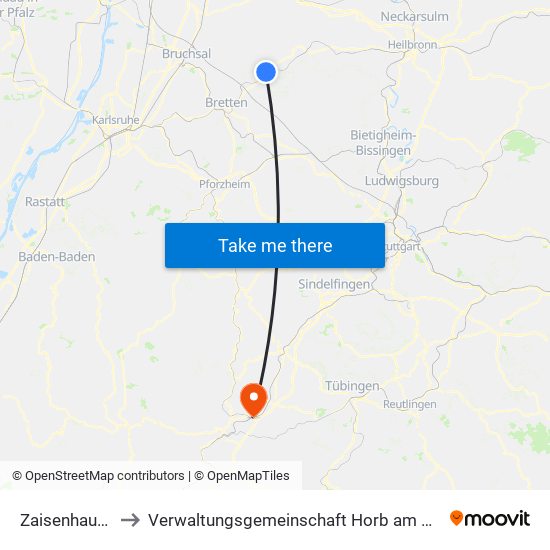 Zaisenhausen to Verwaltungsgemeinschaft Horb am Neckar map