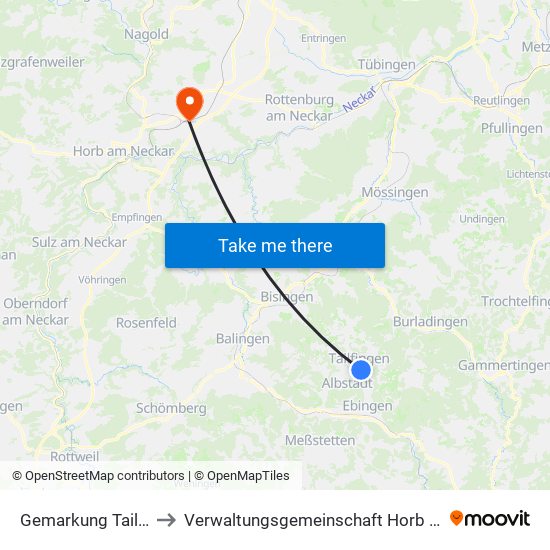 Gemarkung Tailfingen to Verwaltungsgemeinschaft Horb am Neckar map