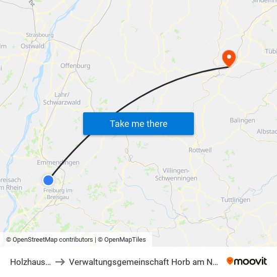 Holzhausen to Verwaltungsgemeinschaft Horb am Neckar map