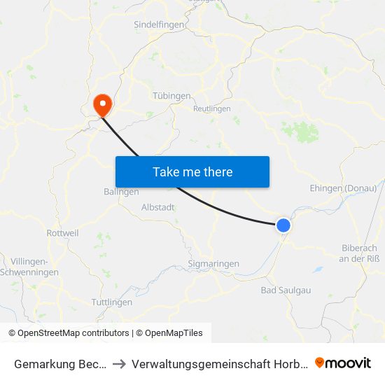 Gemarkung Bechingen to Verwaltungsgemeinschaft Horb am Neckar map