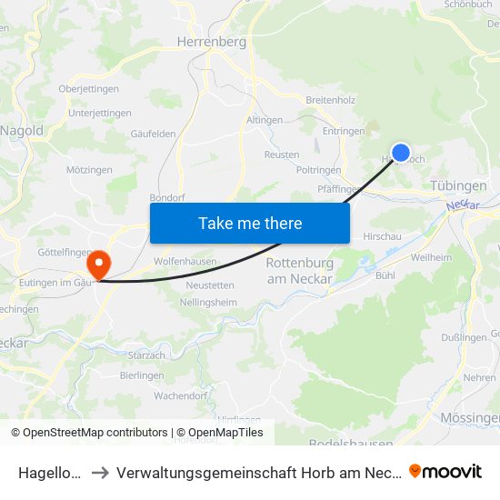Hagelloch to Verwaltungsgemeinschaft Horb am Neckar map