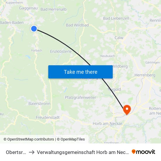 Obertsrot to Verwaltungsgemeinschaft Horb am Neckar map