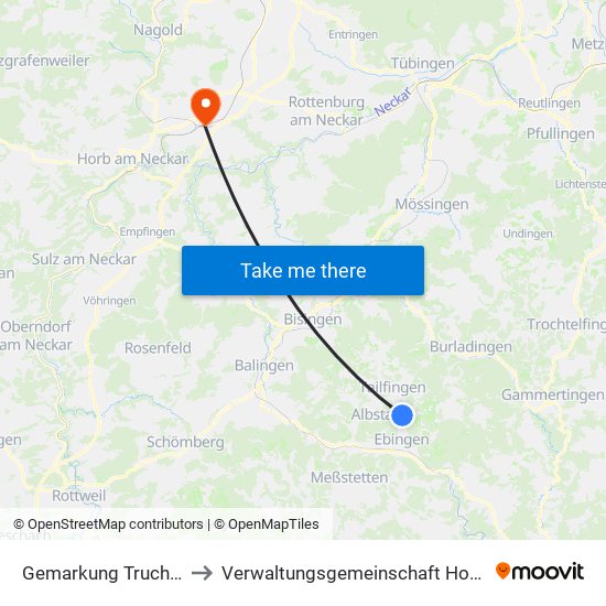 Gemarkung Truchtelfingen to Verwaltungsgemeinschaft Horb am Neckar map