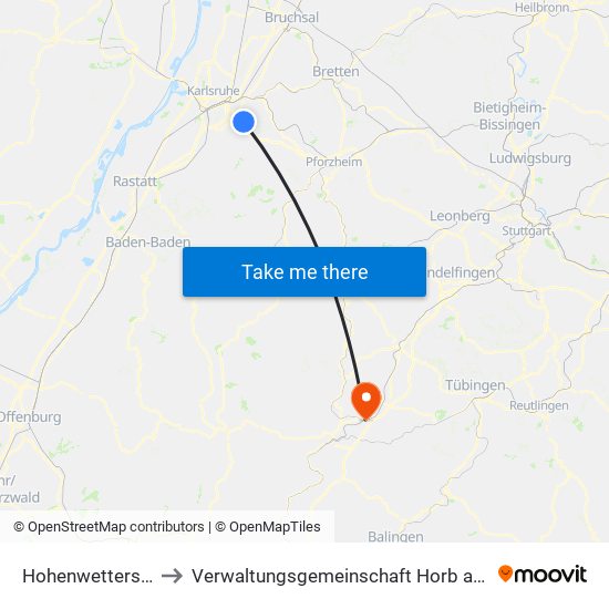 Hohenwettersbach to Verwaltungsgemeinschaft Horb am Neckar map