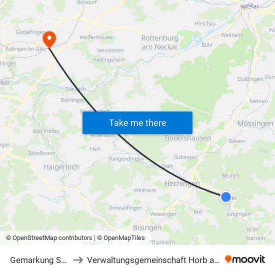 Gemarkung Schlatt to Verwaltungsgemeinschaft Horb am Neckar map