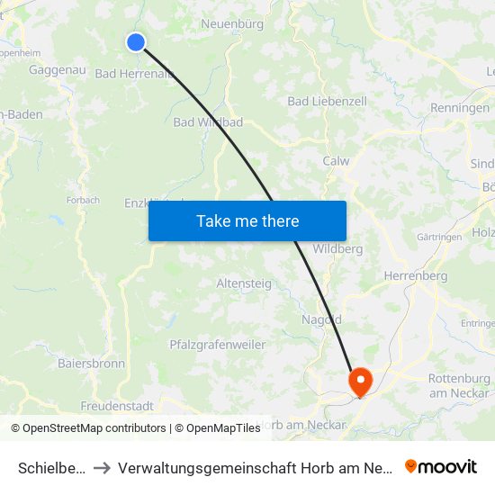 Schielberg to Verwaltungsgemeinschaft Horb am Neckar map