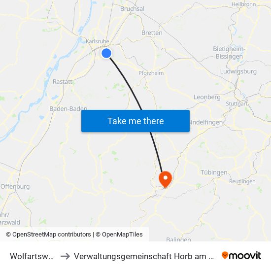 Wolfartsweier to Verwaltungsgemeinschaft Horb am Neckar map