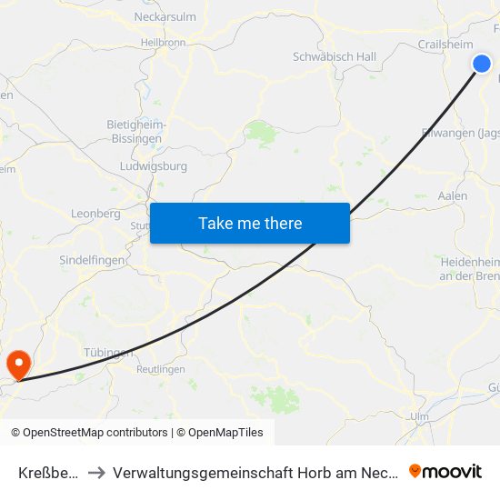 Kreßberg to Verwaltungsgemeinschaft Horb am Neckar map